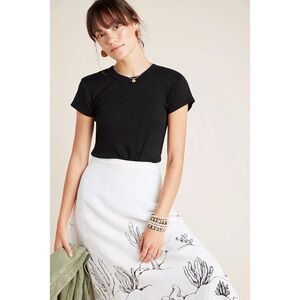 Anthropologie Michael Stars Top Tee Shirt Black Short Sleeve OS One Size Jessa